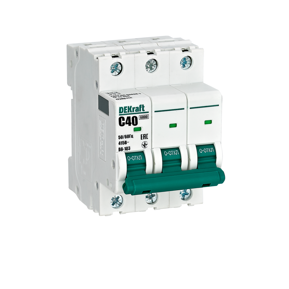 Автоматический выключатель DEKraft 3P 40А, B ВА-103 6 кА, 12245DEK
