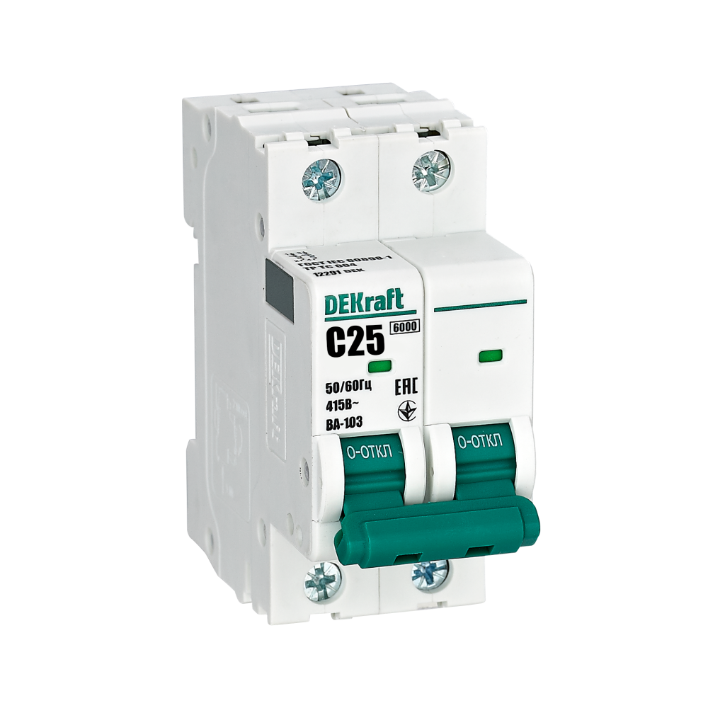 Автоматический выключатель DEKraft 2P 16А, C ВА-103 6 кА, 12289DEK