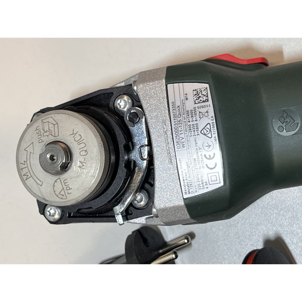 Угловая шлифмашина Metabo WEV 11-125 Quick, 1100 Вт, 125 мм, 10500 об/мин, (УЦЕНЕННЫЙ ТОВАР) (603625000/U)