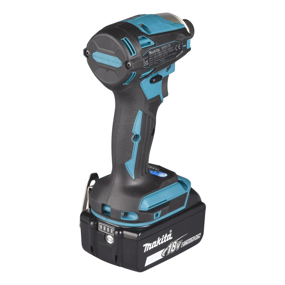 Аккумуляторный ударный шуруповерт Makita LXT, 18 В, 170 Нм, 3400 об/мин, 1/4", без АКБ и ЗУ, в кейсе MakPac, DTD153ZJ