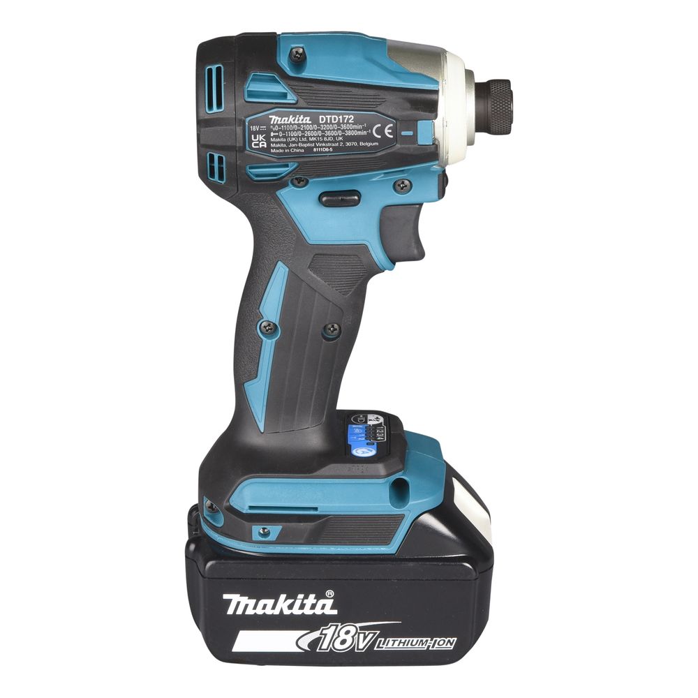 Аккумуляторный ударный шуруповерт Makita LXT, 18 В, 170 Нм, 3400 об/мин, 1/4", без АКБ и ЗУ, в кейсе MakPac, DTD153ZJ