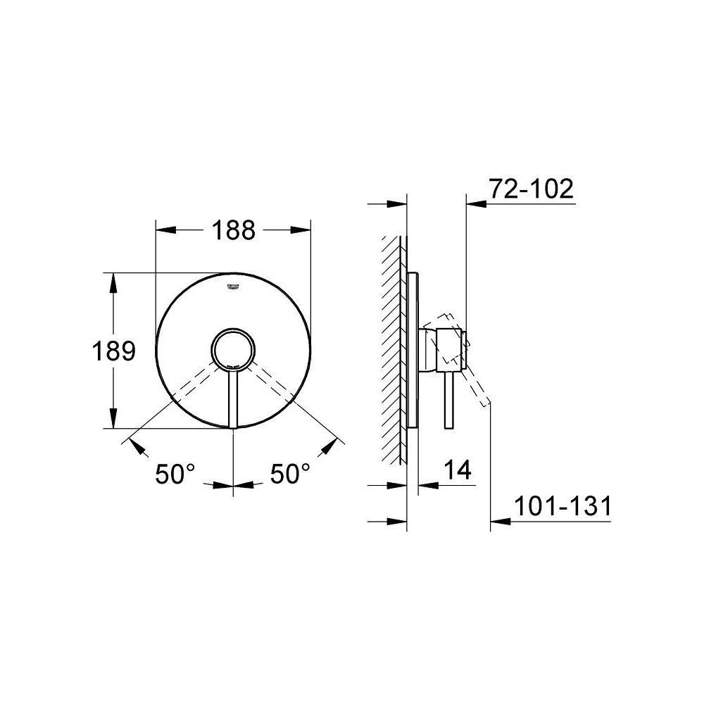 Внешняя часть смесителя для душа GROHE Atrio, хром (19463001)