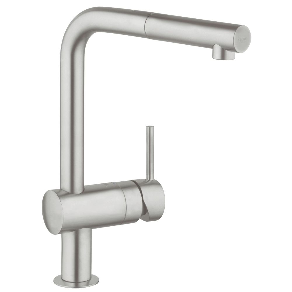 Смеситель для кухни GROHE Minta с вытяжным L-изливом, суперсталь (32168DC0)