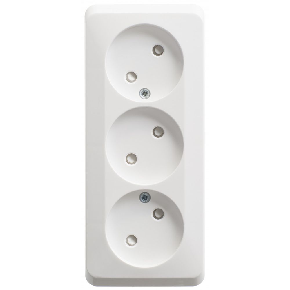 Розетка тройная без заземления со шторками 16А Systeme Electric (Schneider Electric) Etude, белый PA16-010B