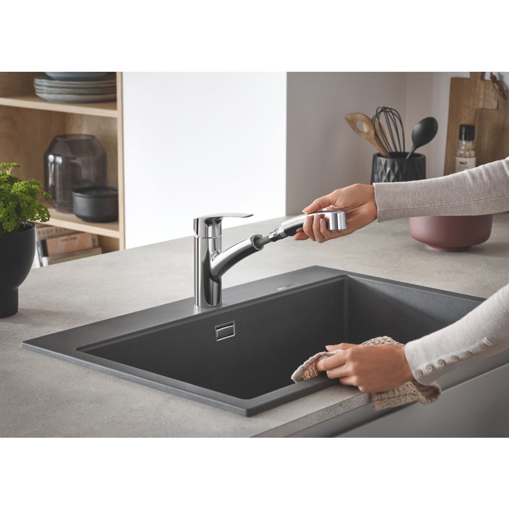 Смеситель для кухонной мойки GROHE Eurosmart с вытяжным душем, хром (30305001)