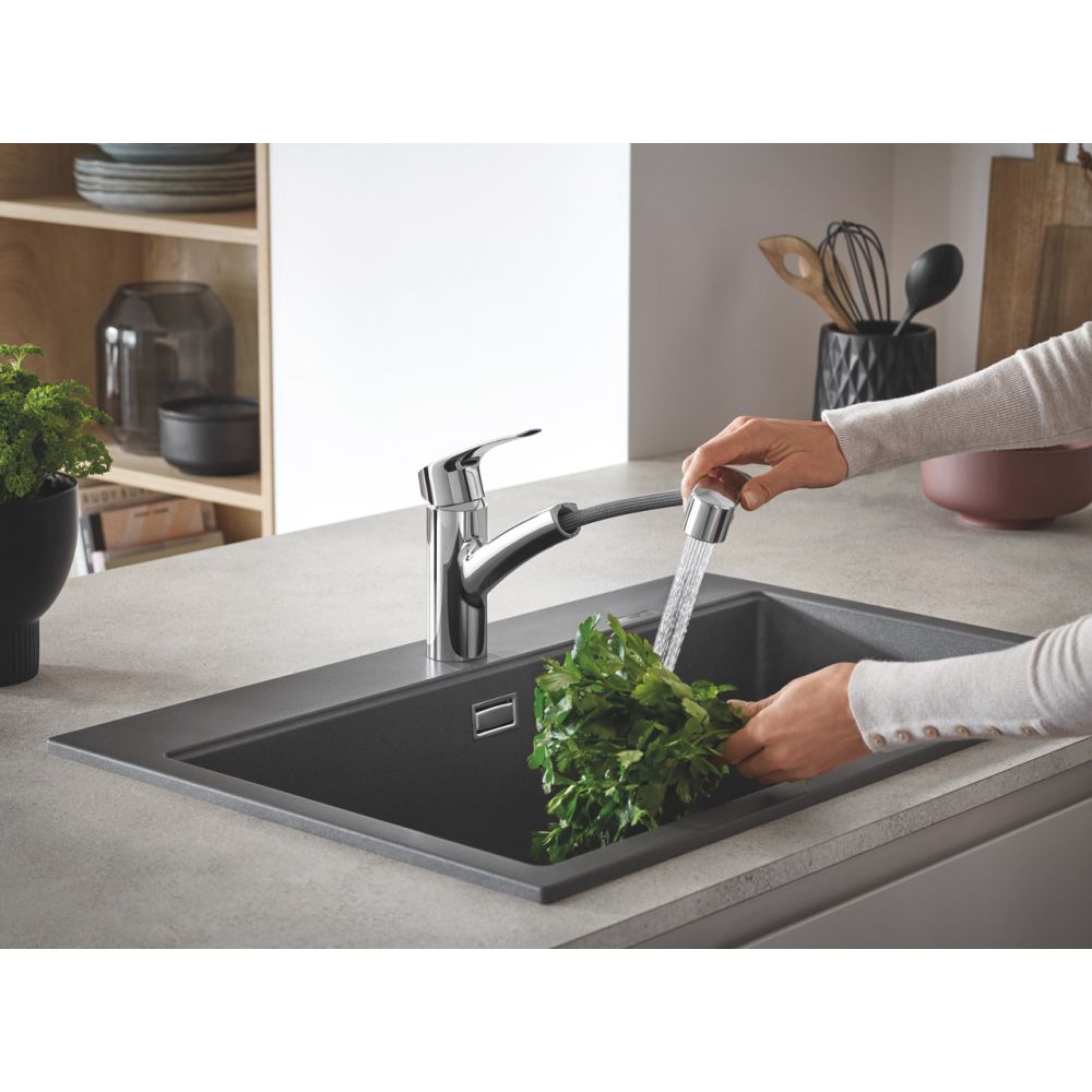 Смеситель для кухонной мойки GROHE Eurosmart с вытяжным душем, хром (30305001)