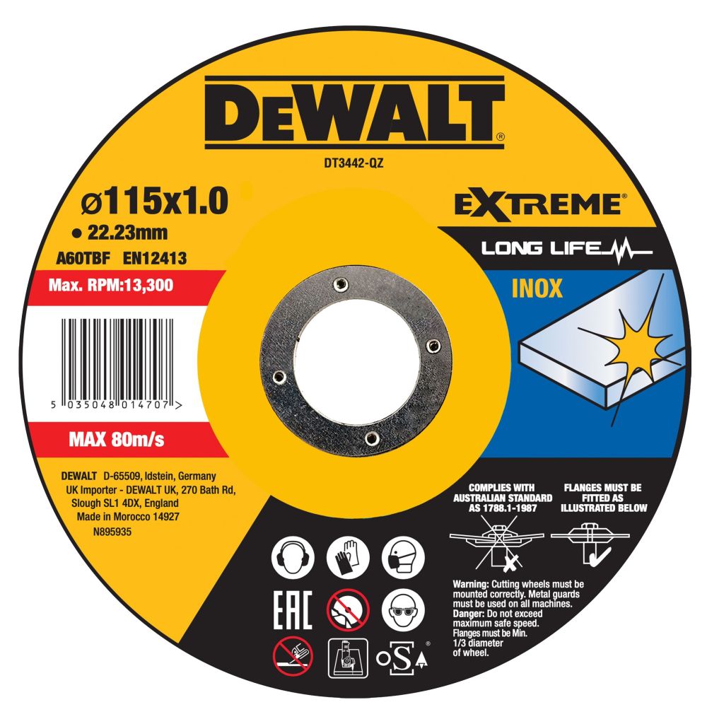 Диск отрезной DEWALT DT3442, по металлу, 115х22.23х1 мм (DT3442-QZ)