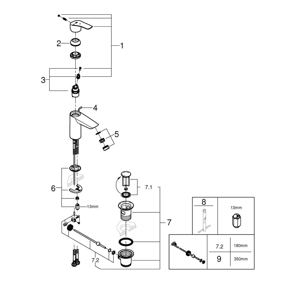 Смеситель для раковины GROHE Eurosmart, S-size, хром (32926003)
