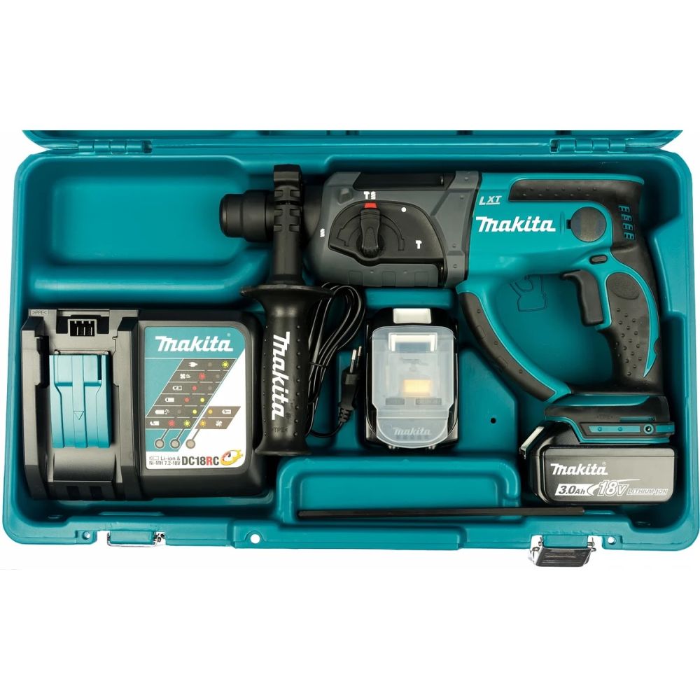 Аккумуляторный перфоратор Makita DHR202RFE, 18 В, 1.9 Дж, 4000 уд/мин, с 2 АКБ 3 Ач и ЗУ, в кейсе