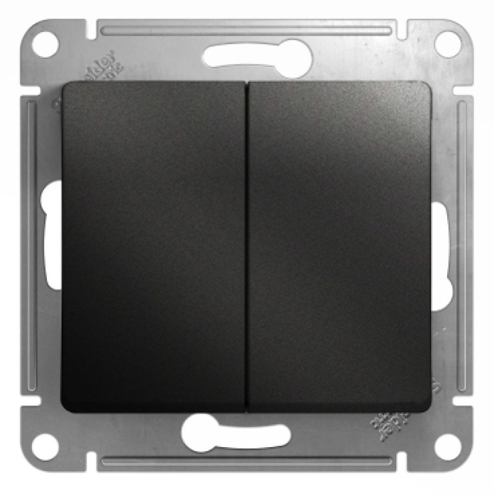 Выключатель 2-клавишный схема 5 10 AX Systeme Electric (Schneider Electric) Glossa, антрацит GSL000751