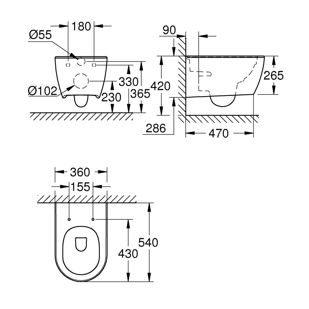 Подвесной унитаз GROHE Essence, альпин-белый (3957100H)