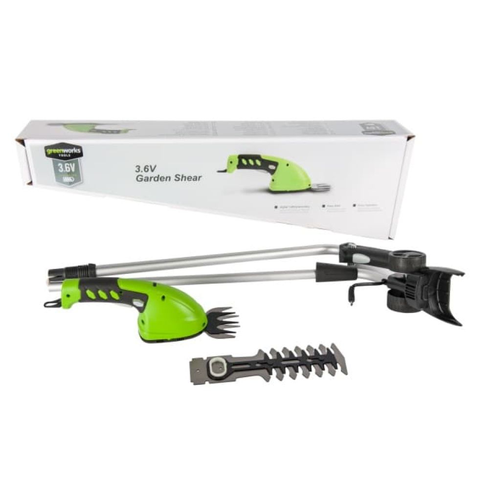 Аккумуляторные садовые ножницы Greenworks, 3.6 B, 10 см, со встроенной АКБ 2 Aч и ЗУ, с телескопической штангой, 1600207