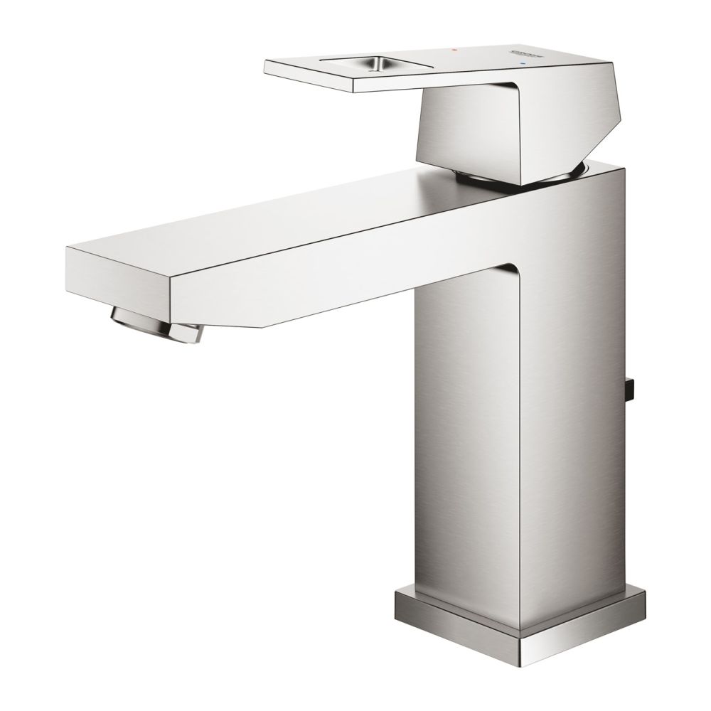 Смеситель для раковины GROHE Eurocube с донным клапаном, суперсталь (23445DC0)