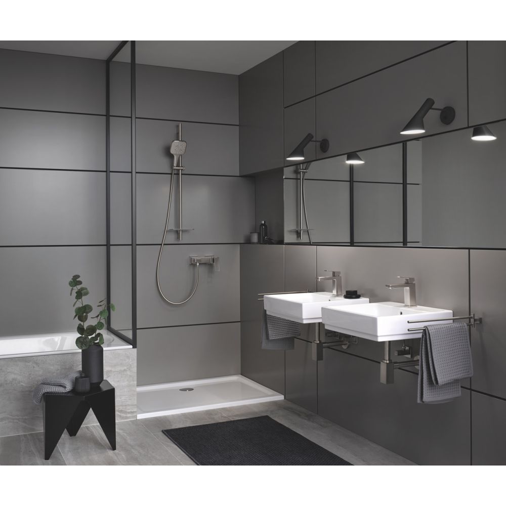 Смеситель для раковины GROHE Eurocube с донным клапаном, суперсталь (23445DC0)