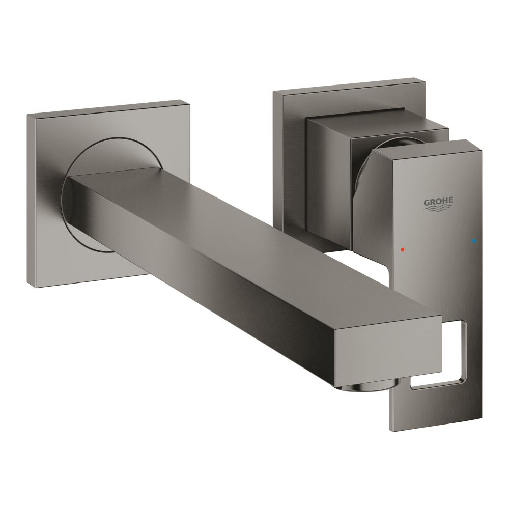 Внешняя часть смесителя для раковины GROHE Eurocube на 2 отверстия, M-Size, темный графит матовый (23447AL0)