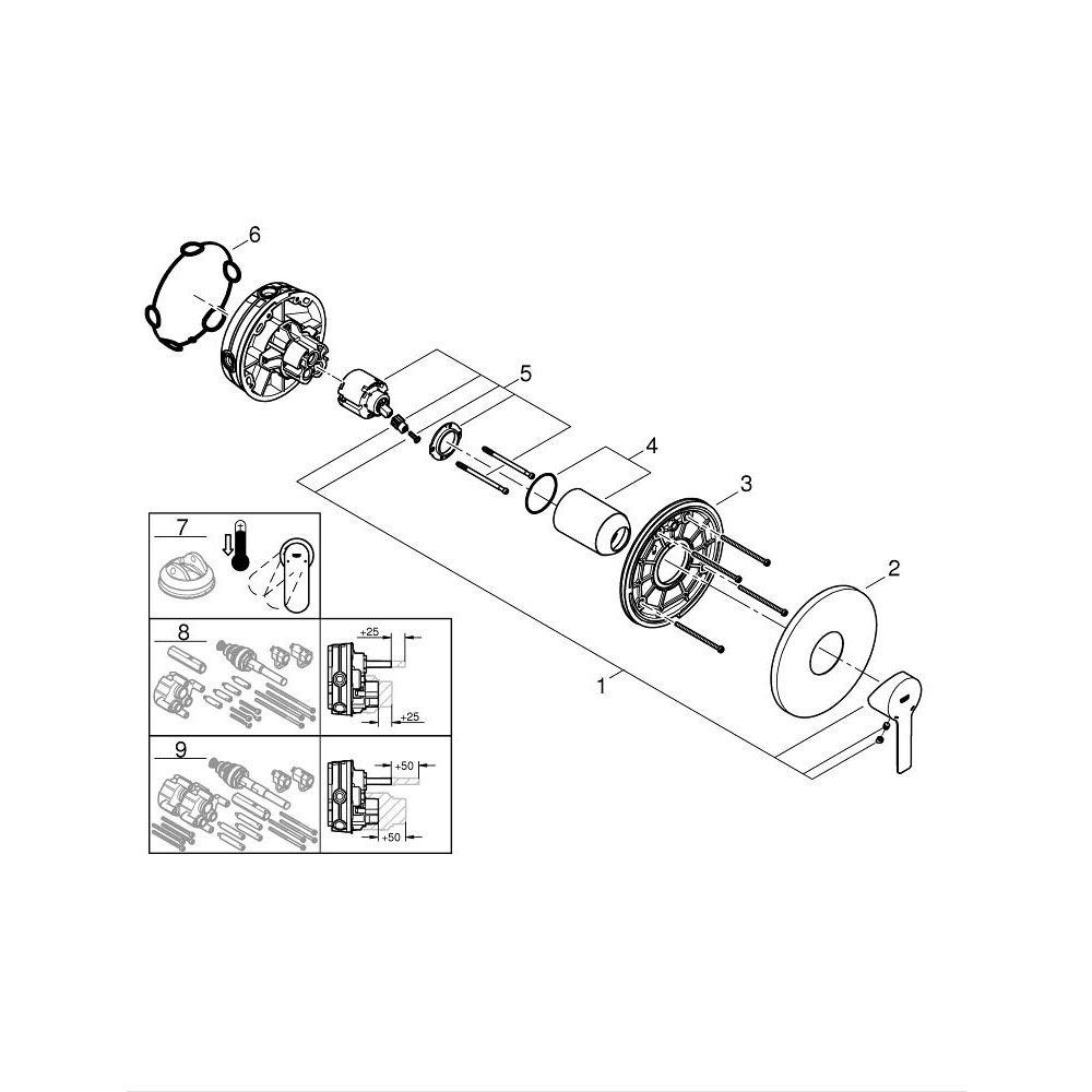 Внешняя часть смесителя для душа GROHE Lineare, хром (24063001)