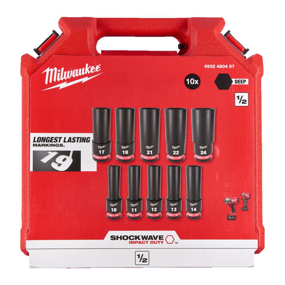 Набор ударных головок Milwaukee Shockwave IMPACT DUTY SETS II 1/2", 10 штук, 4932480457