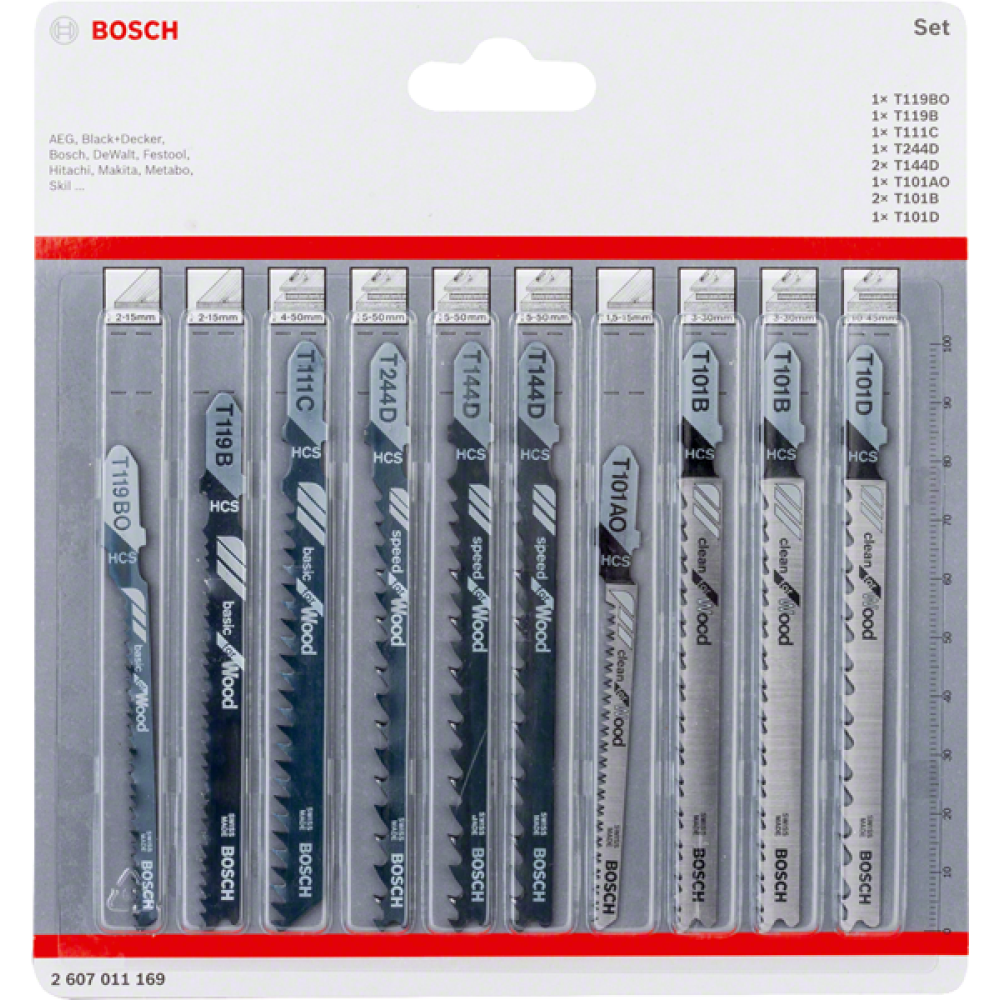 Набор пилок по дереву Bosch 2607011169, 10 шт.