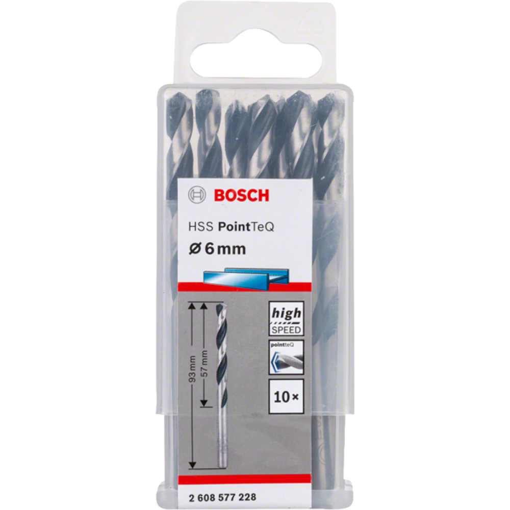 Cверло по металлу Bosch HSS PointTeQ 2608577228, 6 мм, 10 шт.