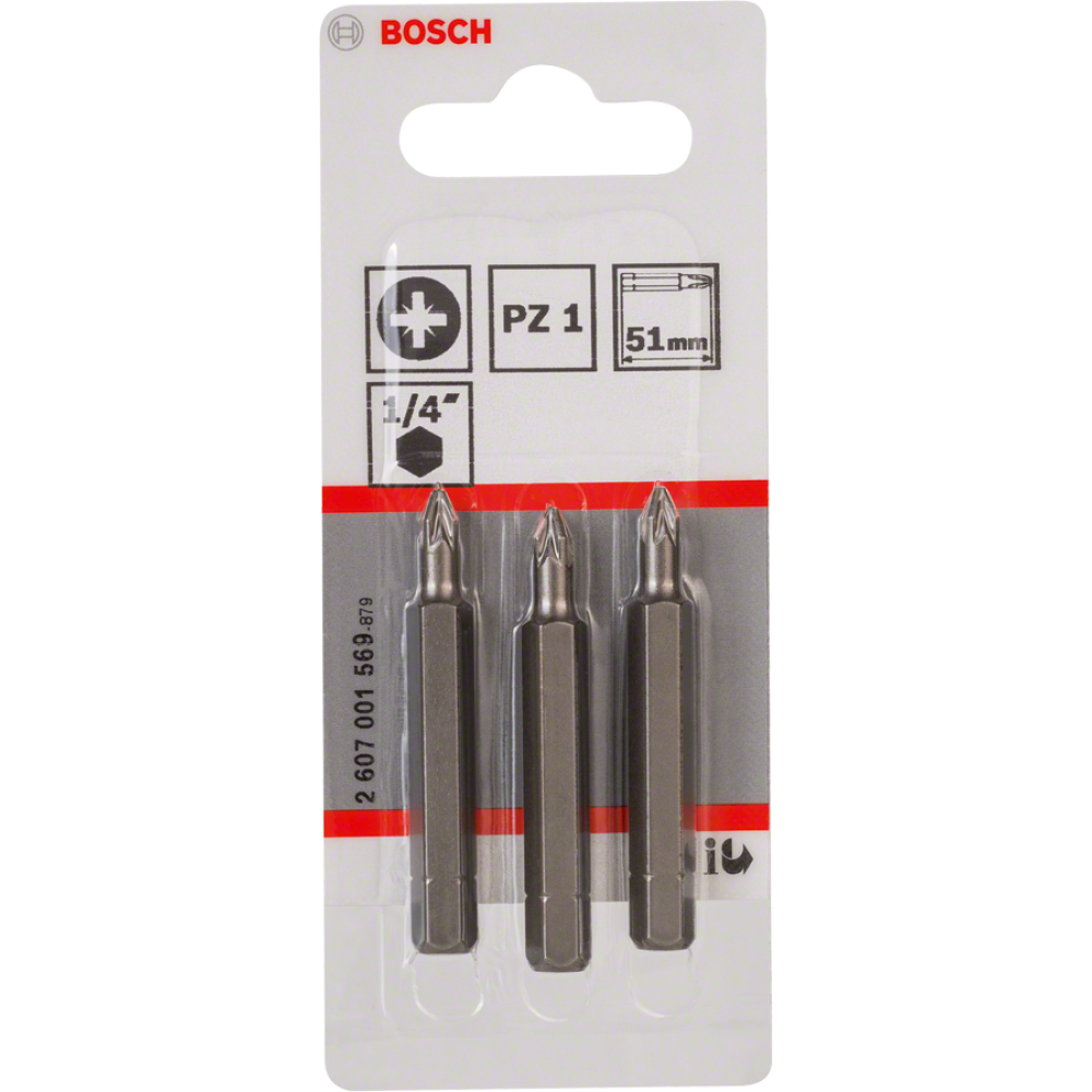 Биты для шуруповертов Bosch PZ1 2607001569, XH, 51 мм, 3 шт.