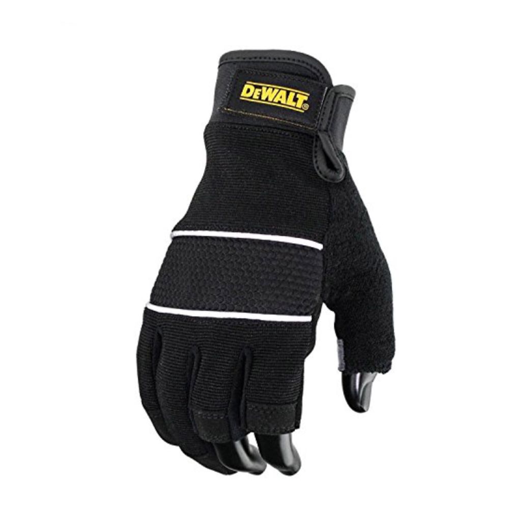 Рабочие перчатки на 3 пальца Dewalt, серо-черного цвета, двойная накладка на ладонь, размер L, DPG214L