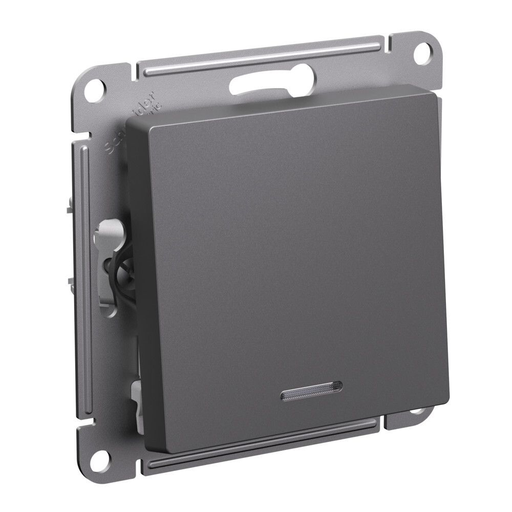 Переключатель 1-клавишный с подсветкой Systeme Electric (Schneider Electric) Atlas Design 10АХ, базальт ATN001463