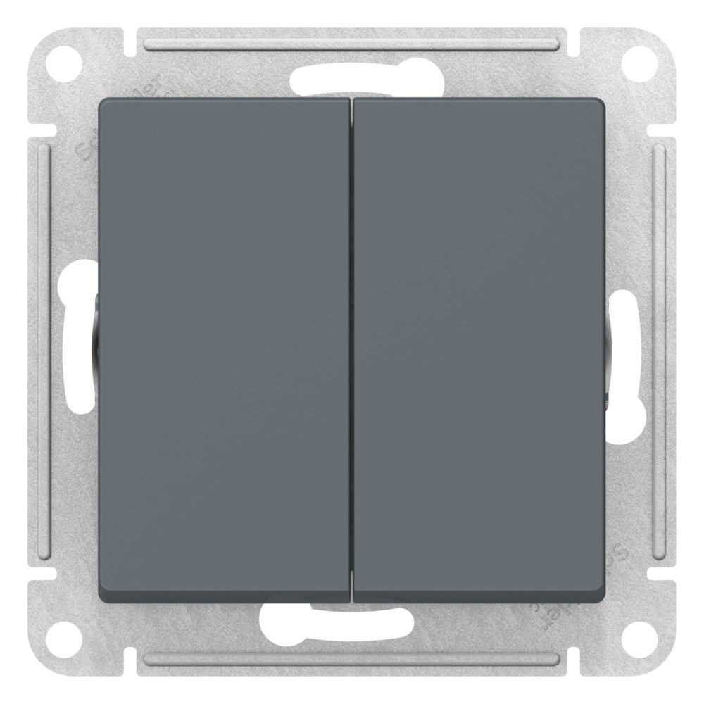 Выключатель 2-клавишный с самовозвратом Systeme Electric (Schneider Electric) Atlas Design 10А, грифель ATN000717