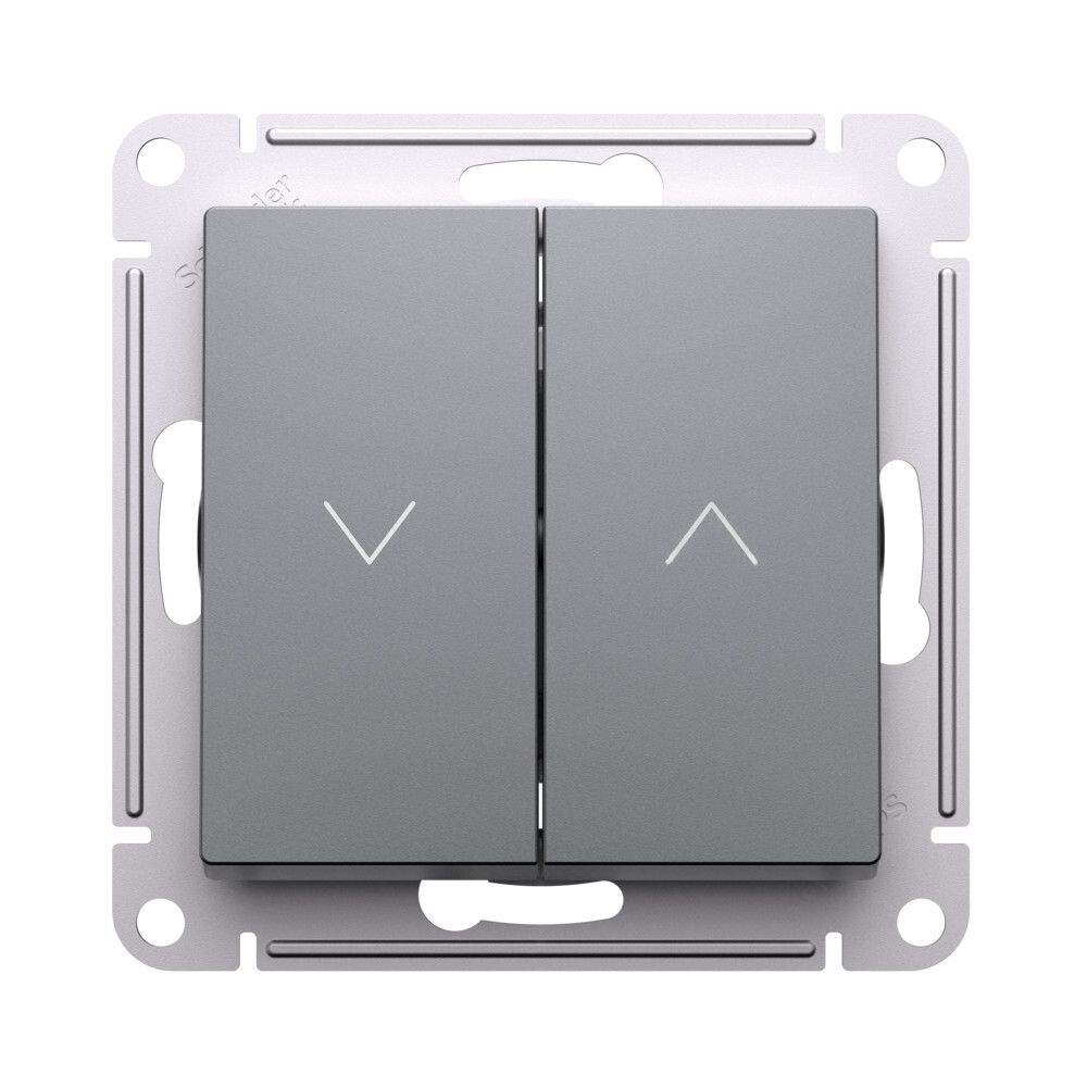 Выключатель для жалюзи 2-клавишный Systeme Electric (Schneider Electric) Atlas Design 10А, сталь ATN000919