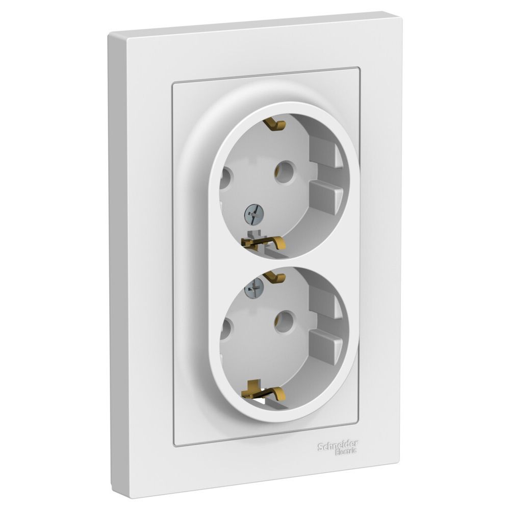 Розетка двойная с заземлением 16А Systeme Electric (Schneider Electric) Atlas Design, лотос ATN001324