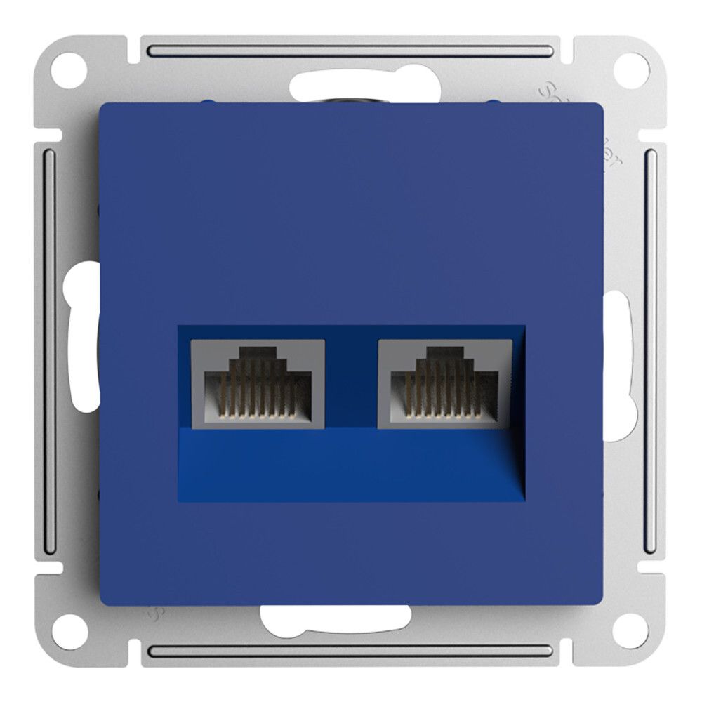 Розетка компьютерная двойная скрытой установки Systeme Electric (Schneider Electric) AtlasDesign, аквамарин ATN001185