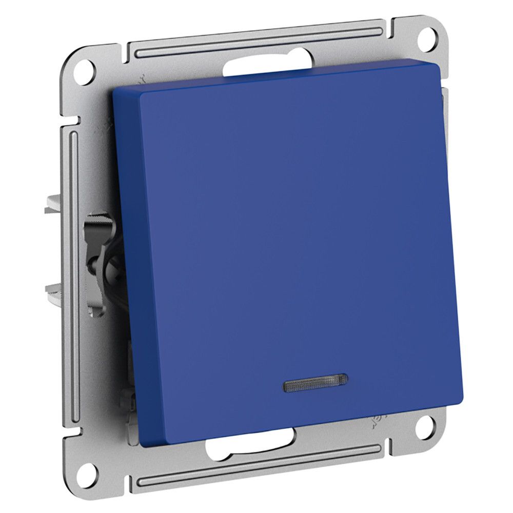 Выключатель одноклавишный с подсветкой Systeme Electric (Schneider Electric) AtlasDesign, аквамарин ATN001113