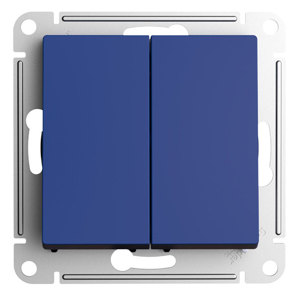 Переключатель 2-клавишный Systeme Electric (Schneider Electric) AtlasDesign, аквамарин ATN001165