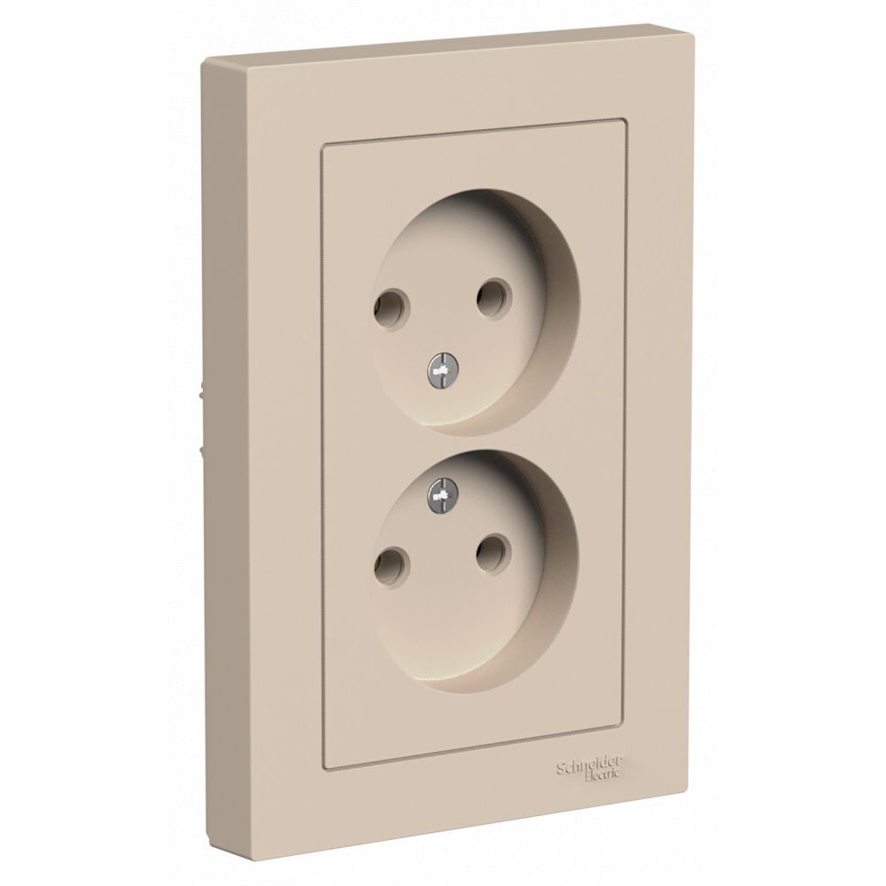Розетка двойная без заземления 16А Systeme Electric (Schneider Electric) AtlasDesign, песочный ATN001220