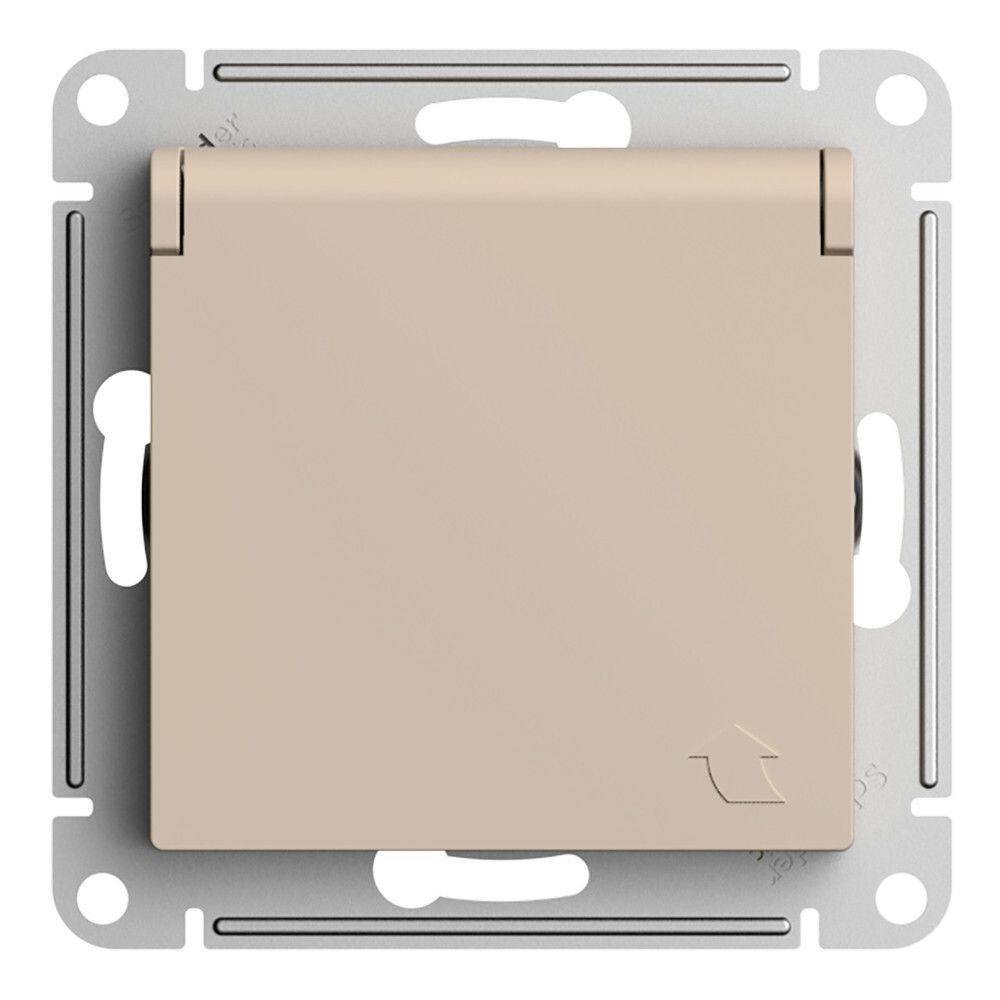 Розетка с заземлением со шторками 16А Systeme Electric (Schneider Electric) AtlasDesign, песочный ATN001246
