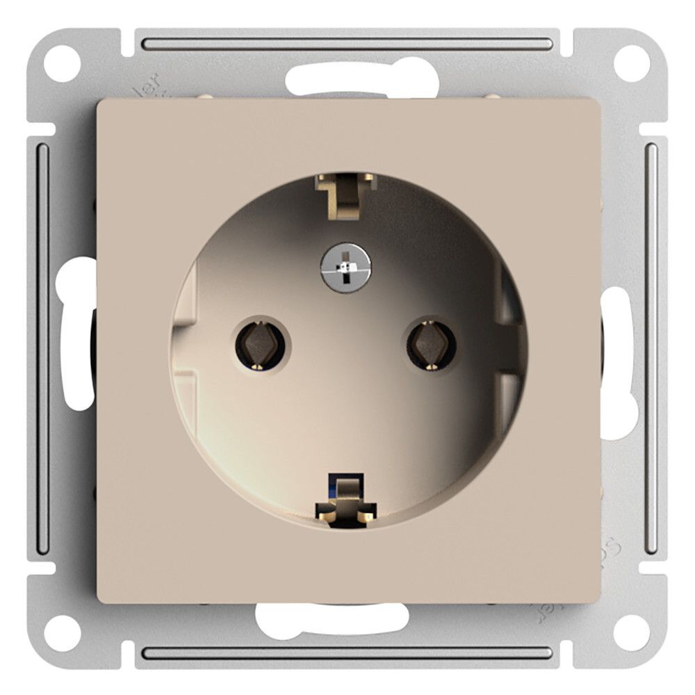 Розетка с заземлением 16А Systeme Electric (Schneider Electric) AtlasDesign, песочный ATN001243