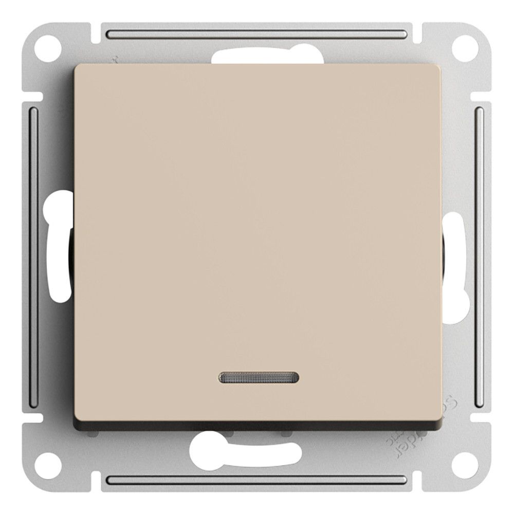 Переключатель 1-клавишный с подсветкой Systeme Electric (Schneider Electric) AtlasDesign, песочный ATN001263