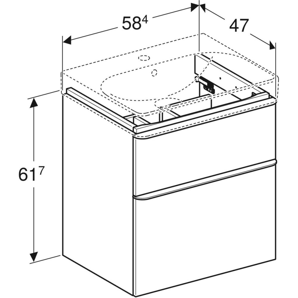 Тумба для раковины Geberit Smyle 58,4 см, пекан, 500.352.JR.1