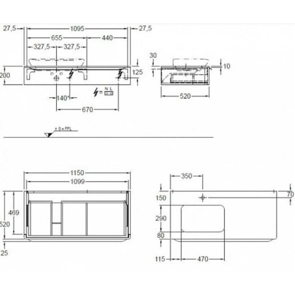 Тумба под раковину 115 см Geberit myDay, 824261000