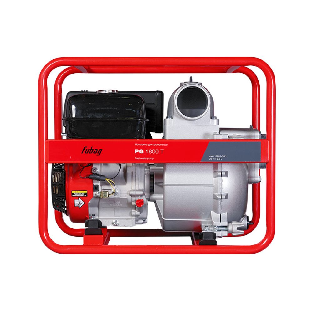 Бензиновая мотопомпа Fubag PG 1800 T, для сильнозагрязненной воды, 9560 Вт, 13 л.с., 420 см³, 838248