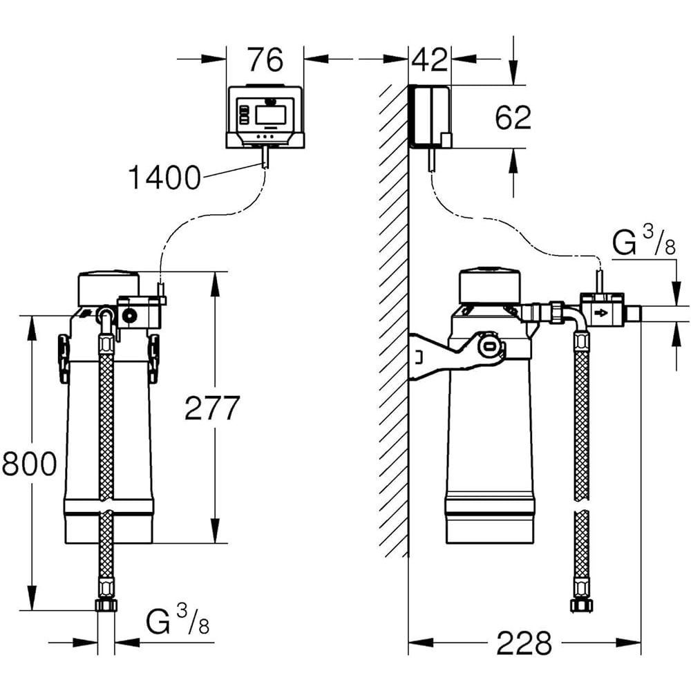 Комплект фильтра UltraSafe с головкой и счётчиком воды GROHE Blue (40876000)