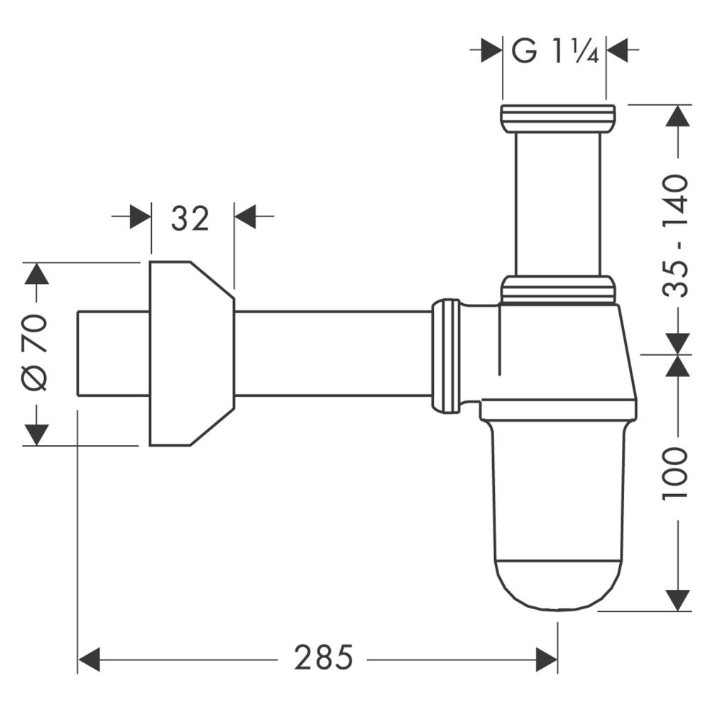 Сифон для раковины hansgrohe бутылочный 52010000, хром