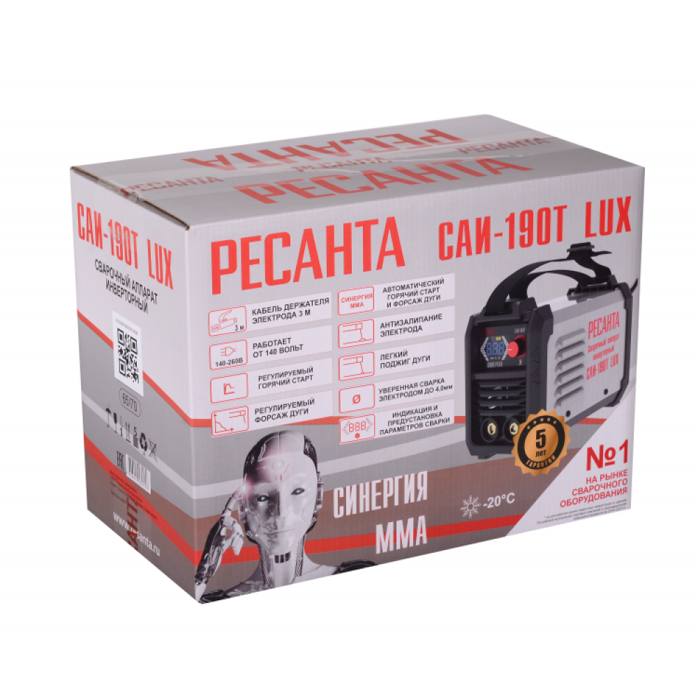 Сварочный аппарат инверторный Ресанта САИ-190T LUX, 190 А, 65/70
