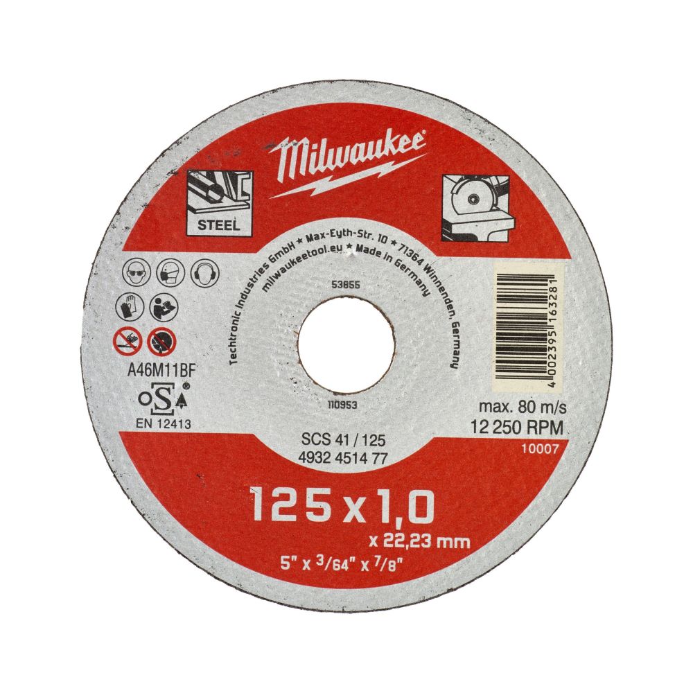 Отрезной диск по металлу Milwaukee 125x1.0х22.2 мм, 10 шт., 4932451477
