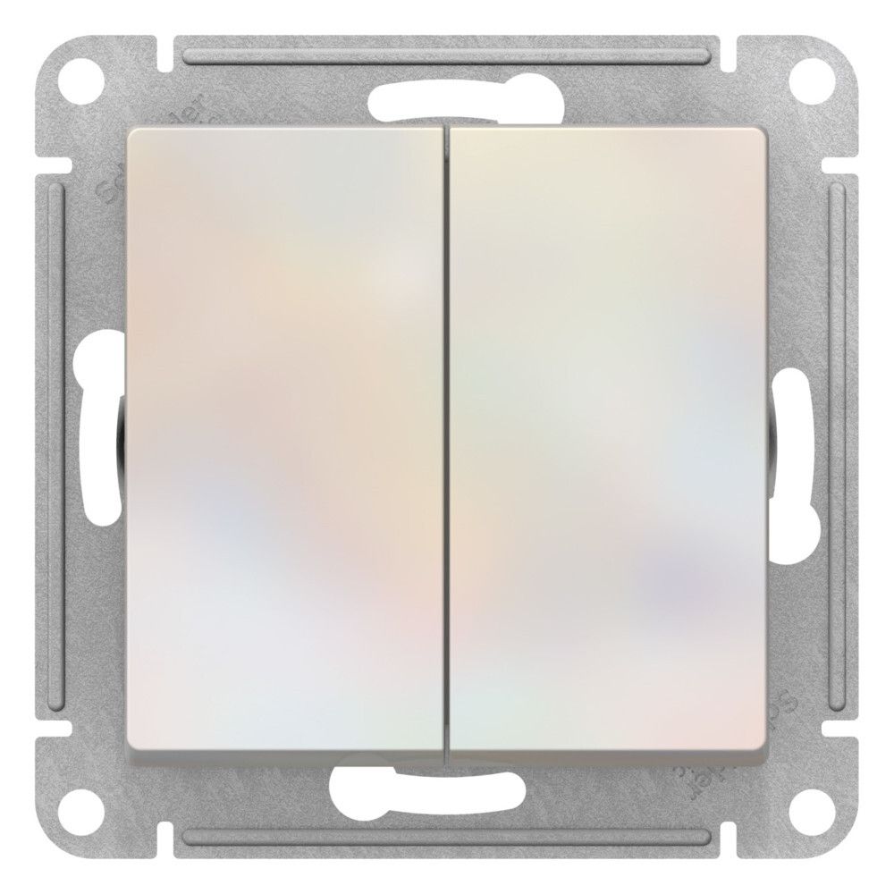 Переключатель перекрестный 2-клавишный Systeme Electric (Schneider Electric) Atlas Design 10АХ, жемчуг ATN000473