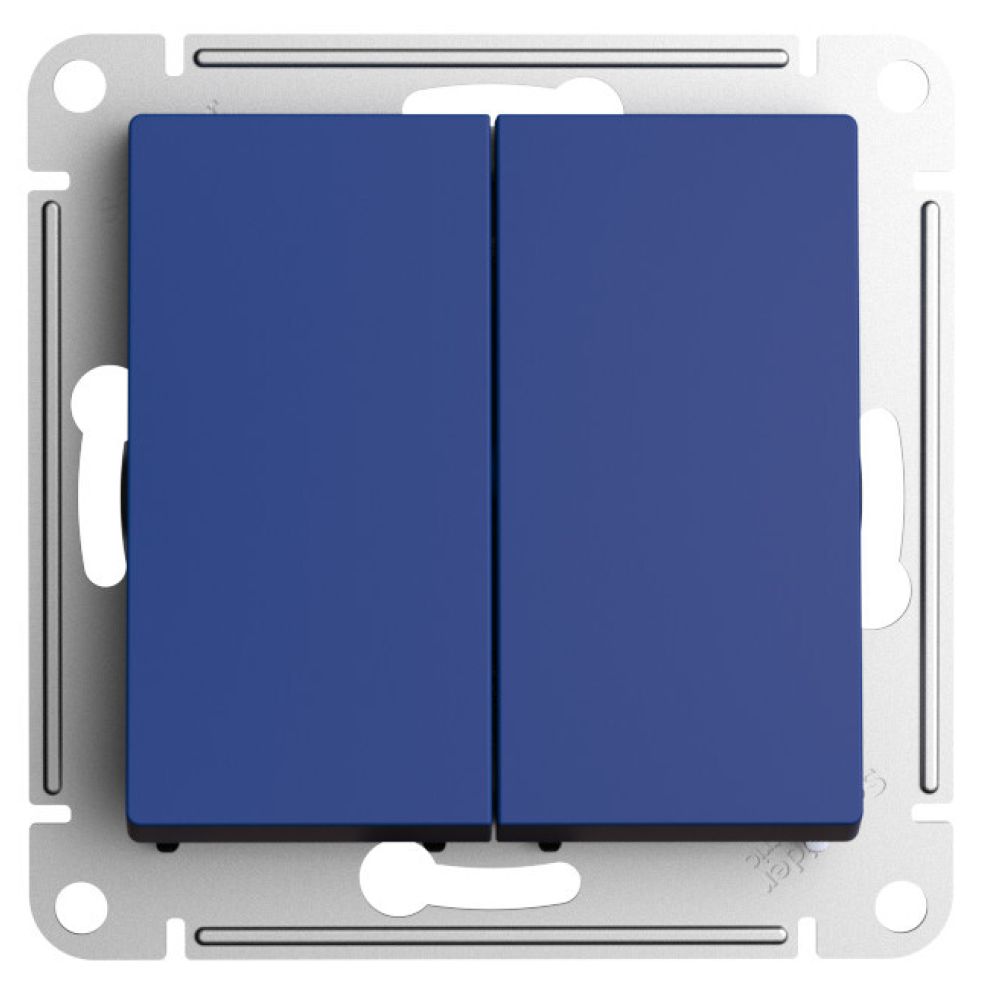 Переключатель перекрестный 2-клавишный Systeme Electric (Schneider Electric) Atlas Design 10АХ, аквамарин ATN001173