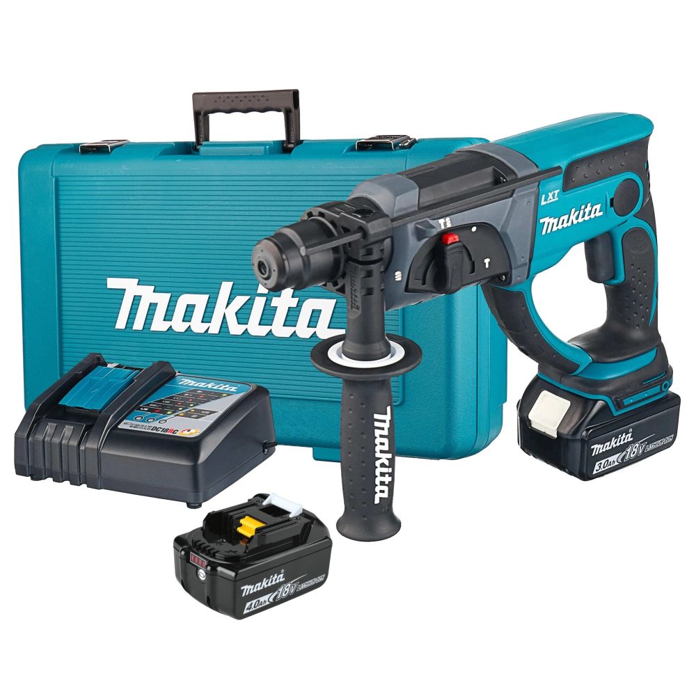 Аккумуляторный перфоратор Makita DHR202RF, 1.9 Дж, c АКБ 3 Ач и ЗУ, в кейсе + аккумулятор Makita BL1840B, Li-Ion, 18 В, 4 Ач, PT1096