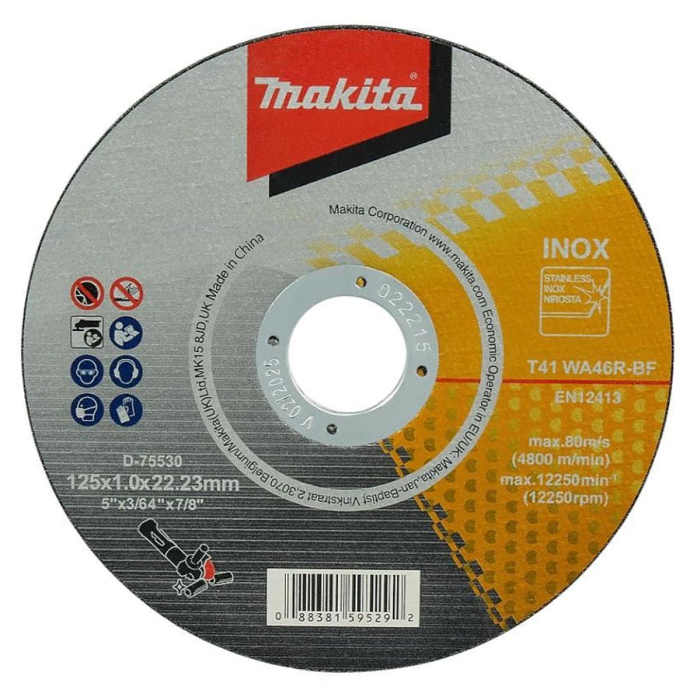 Абразивный отрезной диск Makita, для стали, 125х1х22.23 мм, D-75530