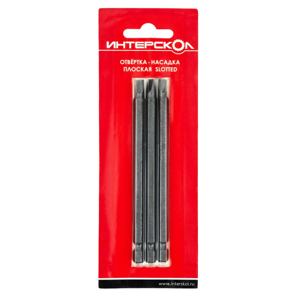Бита ИНТЕРСКОЛ плоская SL5,5х0,8, длина 110 мм, хвостовик 1/4", 3 шт., 2042411000550