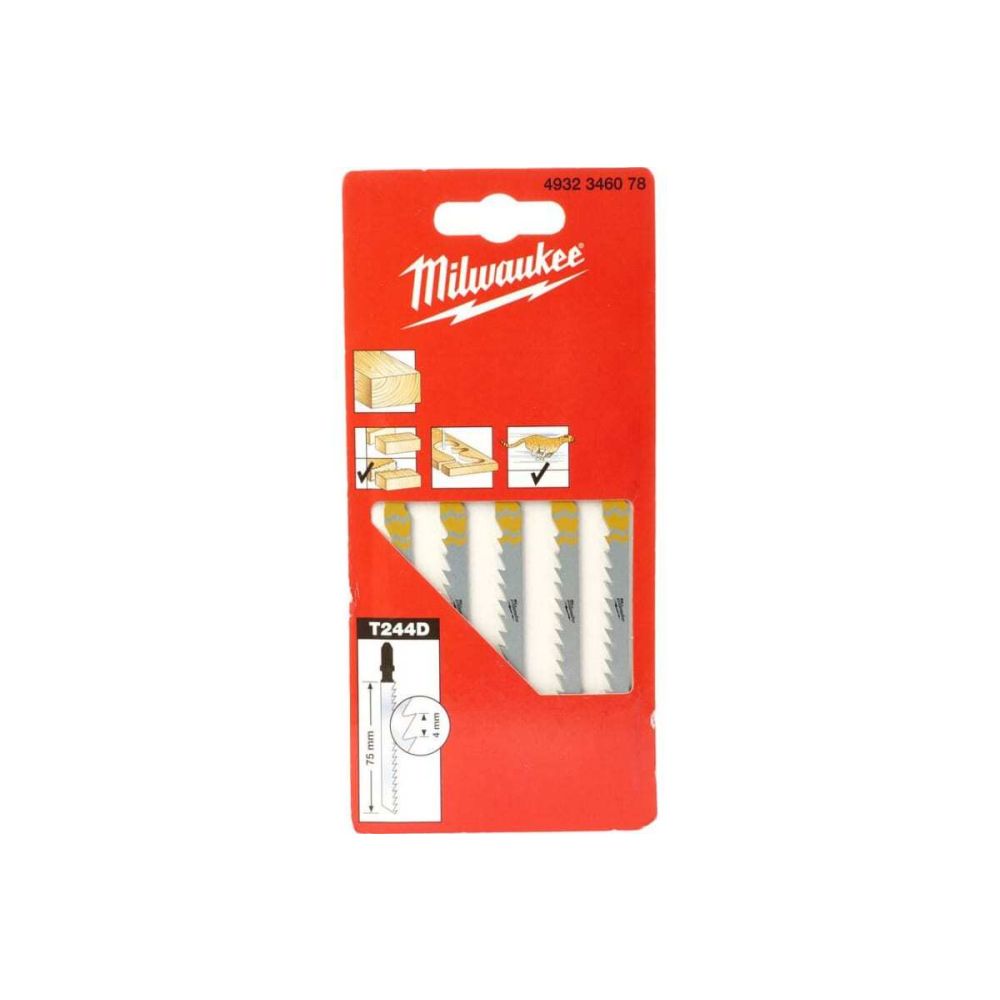 Пилка для лобзика Milwaukee T244D 75 мм, 5 шт., 4932346078