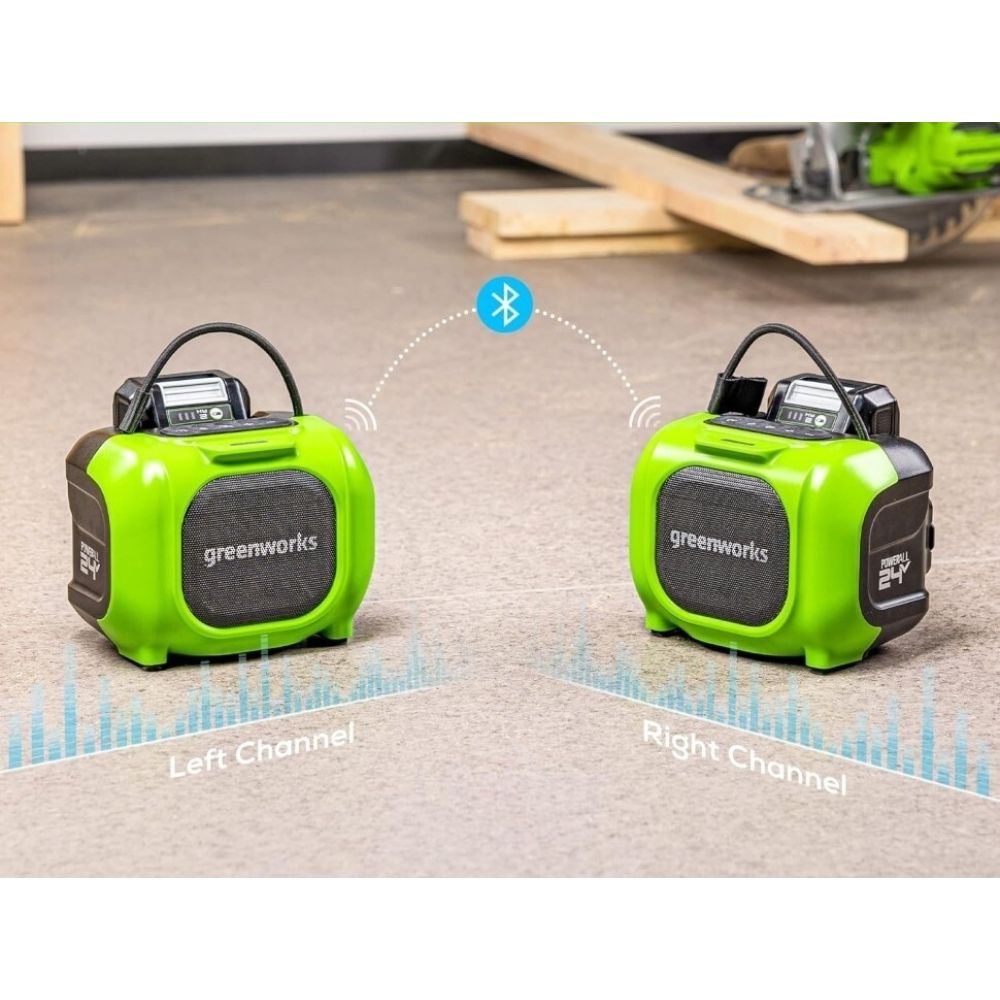 Аккумуляторная акустическая система Greenworks GPT-MNBS, c возможностью питания от сети, 24 В, без АКБ и ЗУ, 3503107